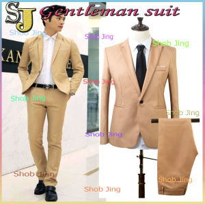 ชุดสูทสลิมสไตลส์เกาหลีชุด2ชิ้นเสือ+กางเกง ผู้ชายคอลเลคชั่นสไตล์เกาหลี ชุดสูท+กางเกงผ้าแบบบางคุณภาพดี สูทนักธุรกิจ สูทชุดเจ้าบ่าว