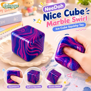 Aoduoyaya NeeDoh Nice Cube Marble Swirl Ice Cube Squishy Toy Soft Squeeze TPR Stress Relief Fidget Desk Toy