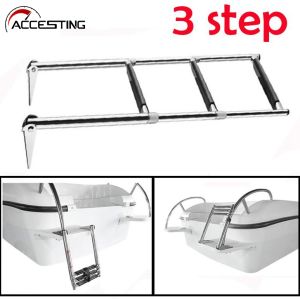 2 Step 3 Step Marine Ladder Telescopic Stainless Folding Telescopic Ladder Steel Dropped Ladder Telescoping Ladder Stainless Steel Marine Hardware Deck Outboard Swim Platform Boat Marine Yacht Accessories