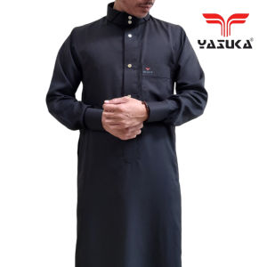 YASUKA GAMIS JUBAH PRIA SLIM FIT MODEL QATARI MANSET LENGAN PANJANG PUTIH