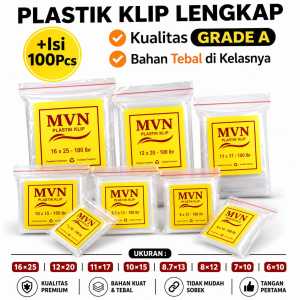 MVN Kantong Plastik Klip Zip Uk 11x17 10x15 8x12 100 Pcs Plastik Packing Bahan PE Tebal
