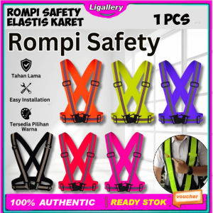 Rompi Safety Karet Reflective Menyala Rompi Karet Sepeda dan Lari Scotlight Elastic Rompi V Proyek Guard Bangunan Belt Elastis Motor