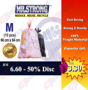 MR STRONG Garbage Bag (M) Heavy Duty Garbage Plastic Bag Trash Bag 50L Dustbin Plastic Bag