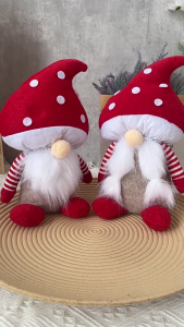 Holiday Mushroom Hat Gnomes Ornaments Christmas Decoration Scandinavian Stuffed Plush Tomtes Kitchen Tiered Tray Decor