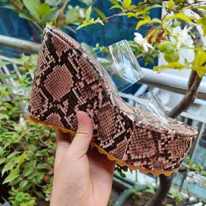 Dép xuồng 2 quai trong gót cao 12cm đúp trước cao 5cm mang ôm chân dễ đi cá tính dễ phối đồ