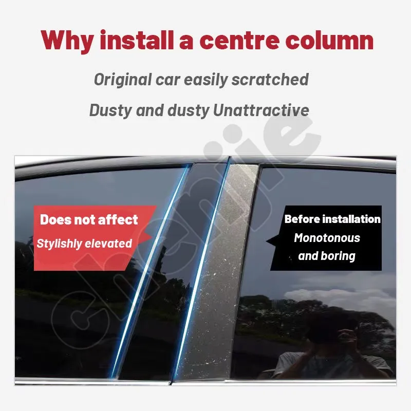 8 Piece Glossy Black Door Pillar Post Trim Stickers For Lexus CT200h 2011-2017
