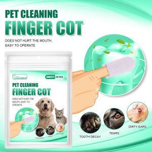 YEGBONG Pet Dog Cat Toothbrush Non-Woven Fabric Finger Wipes Reduce dental plaque 50Pcs Dental cleaning and care