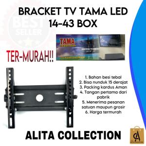 BRACKET TV 43 BOX LED LCD PLASMA FLAT PANEL HARGA MURAH BARANG BERKUALITAS UKURAN 14 SAMPAI 43 BOX BAHAN BESI TEBAL WARNA HITAM UKURAN 14 HINGGA 43 INCH BREKET BRAKET TERLARIS PROMO DISKON