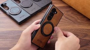 Ốp Lưng Da Cao Cấp dành cho Samsung Galaxy Z Fold 7/ Galaxy Z Fold 6/ SẠC KHÔNG DÂY Kèm Ngăn Đựng Thẻ và Giá Đỡ Bảo Vệ Cam