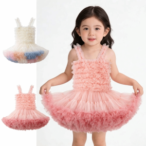KEYOOL Fluffy Gauze Girl Tutu Dress Soft Breathable Princess Dress Cute Ruffled Ball Gown Birthday Party