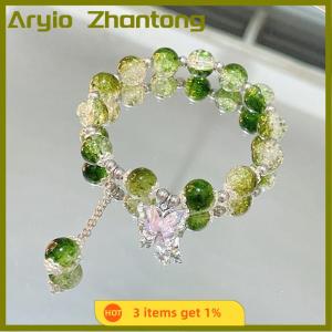 Aryio Pink Phoenix Flowers Branches Version Bow Butterfly Pendant Beaded Bracelet Sweet Cool Bracelet For Women Aesthetic Trendy Hand