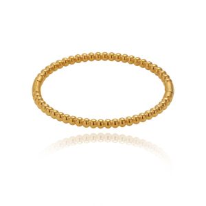Beaded Silver Gold Bangle • 18K Gold Plated Waterproof Non-Fade • 316L Stainless Titanium Steel Fashion Bracelets For Women Men Couple BR429