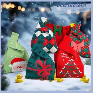 Ditur ถุงของขวัญถักนิตติ้งสำหรับเทศกาลคริสต์มาสกระเป๋าใส่ลูกกวาดแบบถือสำหรับผู้หญิงกระเป๋าผ้าถักนิตติ้งน่ารักถุงช้อปปิ้งแบบใช้ซ้ำได้