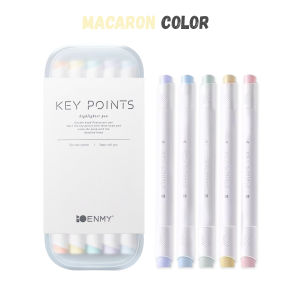 5 Colours Dual Tip Aesthetic Highlighters Chisel Tip Quick Drying Non-Toxic Markers Non-Bleeding Bible Highlighters Cute Pink Highlighters For Notepads Planners Notes School Office