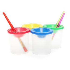 [Habilulu] Painted Art Pen Washing Cup Plastic Transparent Multifunctional Pen Washing Bucket Watercolor Paint Painting Pen Washing Cup