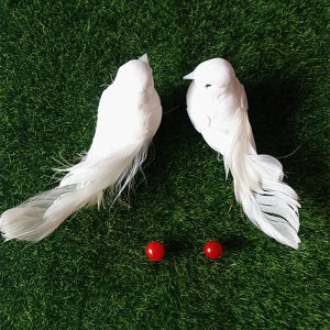 Fantic White Doves Feather Foam Artificial Lover Peace Pigeons Birds Home Garden Wedding Decor Imitation Bird Model Xmas Tree Props
