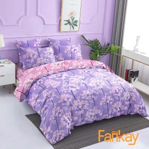 Bed Cover Set Sprei Popy Lilac Pink - Ukuran Lengkap 90x200 - 200x200 - Fankay