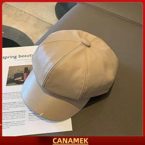 Miễn phí vận chuyển✨ Phụ Nữ Thời Trang Beret Rắn Beret Cap PU Da Beret Pháp Nghệ Sĩ Ấm Beanie Hat Nữ Phụ Nữ Hat Cô Gái Mũ
