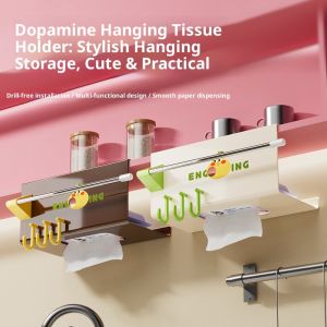 YEYA Giá Treo Khăn Giấy Dopamine Có Móc Lắp Đặt Không Đục Lỗ Giá Để Đồ Nhà Bếp Đa Chức Năng
