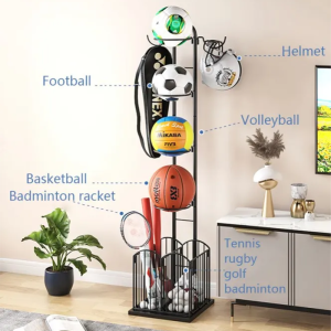 Basketball Storage Ring Basketball Storage Rack With Hooks Sport Equipment Storage Rack Ball Display Rack Detachable Football Volleyball Rugby Ball Stand Portable Indoor Holding For Gym Living Room Stadium