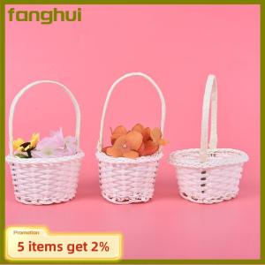 fanghui 1pcs tay dệt mini nhựa dệt lưu trữ vải Giỏ Mây Trà Dã Ngoại Túi
