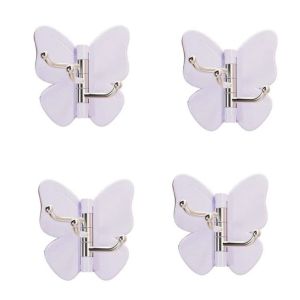 BESTWEST 4PCS Plastic Rotating Butterfly Wall Hooks Wall Mounted Self Adhesive Butterfly Storage Hanger Multi-functional Space Saving Butterfly Triple Hook for Living Room