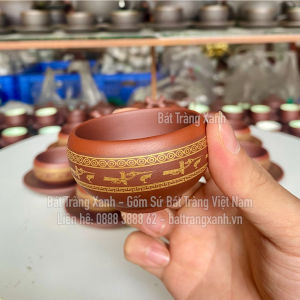 Ấm Chén Tử Sa Bát Tràng - Ấm Chén Tử Sa Lạc Việt Nguyên Mộc (có video hình ảnh thực tế) - Ấm Chén Bát Tràng Cao Cấp