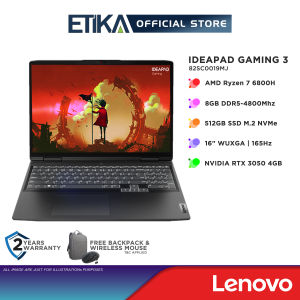 [Free 8GB] Lenovo IP G3 82SC0019MJ Laptop | AMD Ryzen 7 6800H 8GB D5 512GB RTX 3050 16" FHD 165Hz W11 | Gaming 3 16ARH7