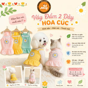 váy đầm thêu hoa cúc cho chó mèo - T3 PETS SHOP