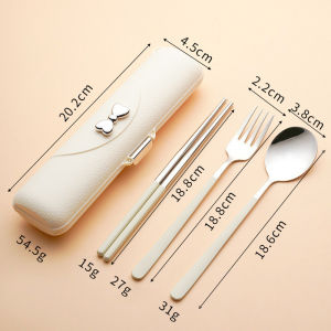 3pcs Stainless Steel Chopsticks Butterfly Bow Cutlery Set Reusable Beautiful Travel Cutlery Set