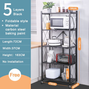 Tidy house 3/4/5 Layers Folding Kitchen Supplies Racks All Metal High Quality Shelf Kitchen Organizer Rack Storage Rack With Wheels