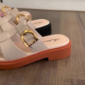 [Free Shipping] WomenS New Summer Outdoor Slippers Casual Color-Blocked Half-Slippers Fashionable Sandals Flat Roman Half-Slippers