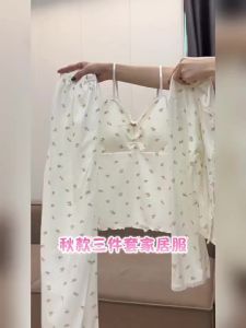 Pajamas Women With Chest Pad Sling Cotton Lace Bow Girls Thin Can Wear Outside Sling
