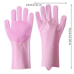 Pet Bath Gloves / Anti-scratch Silicone Pet Grooming Cleaning Glove / Thickened High-Density Teeth Shampoo Scrubber Massage Gloves