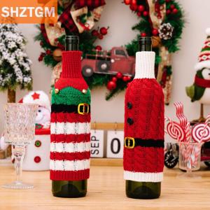[COD] SHZTGM ขวดไวน์ซานตาคลอสขวดไวน์สำหรับครอบครัวโต๊ะรับประทานอาหารกระเป๋าใส่ไวน์ของตกแต่งบ้านสำหรับเทศกาลคริสต์มาส