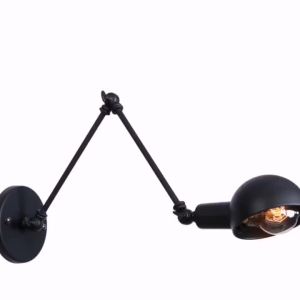 Modern Simple Adjustable Interior Led Wall Lamp White Black for Bedside Study Loft Vintage Swing Arm Reading Light Fixtures E27 Socket