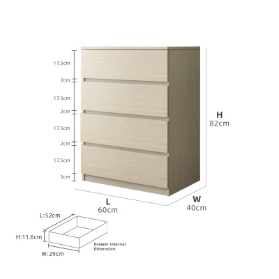 KitchenZ 3FT Chest Drawer with 4 Layers Drawer Storage-HMZ-FN-CD-7001/7011