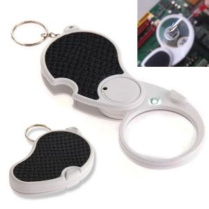 HDTRJ Handheld Foldable Magnifier Folding With Light 5X Magnifying Glass Pocket LED Key Chain Magnifier Reading