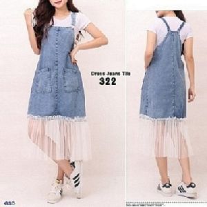 NCR - Baju Anak Remaja / Terusan Rok Jeans / Jumpsuit Rok Terbaru - Set Overall Dress 319 Free inner