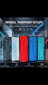 FANTASY 136 Key Transparent PC Keycaps UV Printed Shine Through RGB Six Colors for MX Style Mechanical Keyboards Full Set Clear Purple Pink Blue Black Smoke Cyan