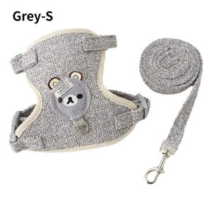 Adjustable Pink/Grey/Blue Cat Dog Harness with Leash Set for Walking Pets Puppy Kitten Comfortable