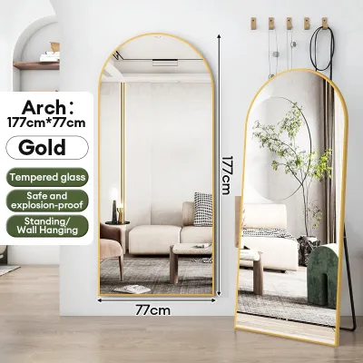 Full Boby Mirror With Stand Whole Body Mirror HD Arch Mirror Wall-mounted Mirror Full-Length Mirror