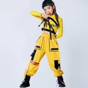 SORA Setelan Baju Dance Anak Atasan Cewek Bawahan Celana Cargo Panjang Korean Style LITTLE ROOM KIDS