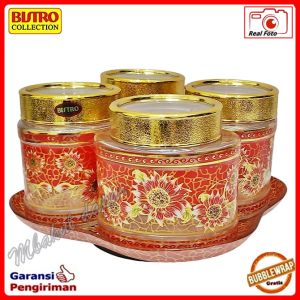 Toples Kaca Set Toples Lebaran Kudapan kue Kaca Mewah Bisa Putar Bistro 0124 SNI