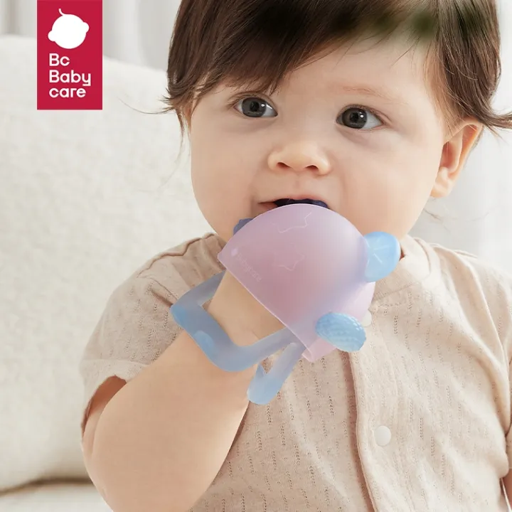 ของเล่นประเภทเขย่าแล้วมีเสียง Bc Babycare Palm Teether อ่อน-ยางกัดพื้นผิวสำหรับทารก0-6-12เดือนการงอกของฟันของเด็ก Relief ของเล่นเคี้ยว