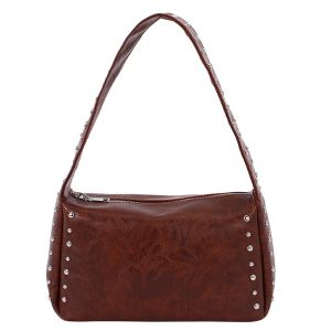 XEANG ฝรั่งเศส กระเป๋าถือหมุดย้อนยุค สาวเผ็ดสไตล์ ยามว่าง กระเป๋าสะพายเดินทาง ทันสมัย ผ้าสีพื้น กระเป๋าใต้แขน สาวๆ