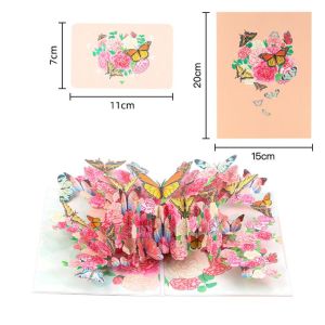 MASTERYX 3D Pop up Card Butterfly Flower Anniversary Card Greeting Cards Exquisite Best Wishes Birthday Cards for Valentines Day Mothers Day
