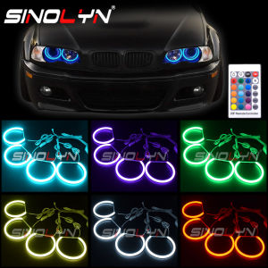 RGB Angel EyesสำหรับBMW 3 5 Series E46 E39 E36 E38 Sedan/Wagon/Coupe Xenonไฟหน้าปรับLED DRL Halos Multi-สีRetrofitอุปกรณ์เสริม131มม.