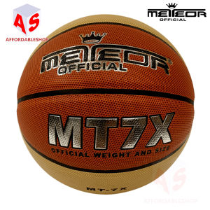 Meteor Official MT7X Basketball Leather Brown Size 7 Official Size and Weight Professional Indoor Outdoor Ball