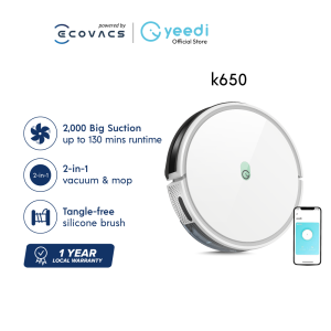 yeedi k650 Robot Vacuum Cleaner - 2-in-1 2000 Pa Suction and Mop Robot Tangle-Free Voice & App Control Auto-Recharge
